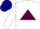 White, maroon triangle, maroon band on sleeves, navy blue cap