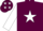 Garnet body, white star, white arms, garnet cap, white stars
