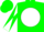 Hunter green, white ball, green 'glm', white and green diagonal quartered sleeves, green cap