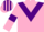Pink, purple chevron and armlets, striped cap