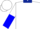 White, dark blue collar, white and  blue halved sleeves