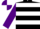 Black & white hoops, purple sleeves, purple & white quartered cap