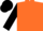 Orange, black sleeves, white hoops on sleeves, black cap
