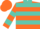 Fluorescent orange, turquoise hoops, turquoise bars on sleeves, turquoise cuffs & collar