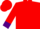 Red, purple 'h' in horseshoe, purple cuffs