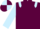 Garnet body, light blue epaulettes, light blue arms, garnet cap, light blue quartered