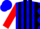 Blue, and black stripes,black diamonds on red slvs