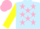 Light blue, pink stars on yellow sleeves, pink cap