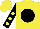 Yellow, black ball, yellow dots on black sleeves, yellow cap