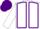 White, purple seams, purple cap