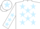 White body, light blue stars, white arms, light blue stars, white cap, light blue star