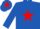 Royal blue, red star, royal blue sleeves, red armband, royal blue cap, red star