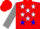 Red, white stars, blue cross sashes, grey sleeves