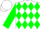 White and green diamonds, green sleeves, white cap