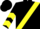 Black, yellow sash, yellow chevrons on sleeves, black cap