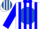 White, royal blue ball, white 'ml', blue collar, blue stripes on slvs