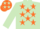Light green, orange stars, light green sleeves