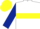 White, yellow hoop, dark blue sleeves, yellow cap