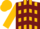 Burgundy, gold panels and chevrons, burgundy chevrons on gold sleeves, gold cap