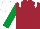 Maroon, White epaulets, Emerald Green sleeves, White cap