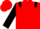 Red body, black epaulettes, black arms, red cap