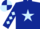 Dark blue, light blue star, dark blue, light blue diamonds sleeves, dark blue, light blue quartered cap