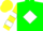 Green, Yellow Diamond, White Diamond Frame, Yellow & White Hoops On Sleeves, Yellow Cap