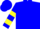 Blue, yellow shamrock, yellow bars on sleeves, blue cap