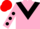 Pink, black chevron, pink sleeves, black spots, red cap