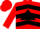 Red, black triangle, black chevrons on red slvs