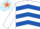White & royal blue chevrons, light blue cap, orange star