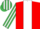 Red, white stripe, emerald green and white striped sleeves and cap