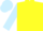 yellow, light blue sleeves & cap