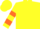 Yellow, orange hoops on sleeves