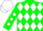 Forest green, white diamonds, white diamonds on sleeves, white cap