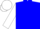 Blue, white circled 'l', blue chevrons on white sleeves, white cap