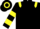 Black, yellow epaulets, hooped sleeves and cap