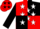 Red, black quartered, white stars on black sleeves