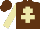 Brown body, beige cross of lorraine, beige arms, brown cap