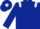 Dark blue body, light blue epaulettes, dark blue arms, dark blue cap, light blue diamond