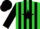 Lime green, black star, black stripes on sleeves, black cap
