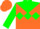 Orange, green yoke, green diamond hoop on sleeves