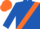 Royal blue, orange sash, orange band on sleeves, orange cap