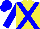 Yellow, Blue cross belts, blue sleeves, blue cap