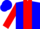 Blue body, red stripe, red arms, blue cap