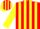 Aqua, red palm tree, red and yellow stripes on sleeves