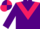 Purple body, rose chevron, purple arms, rose cap, purple quartered