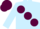 Light blue body, garnet large spots, light blue arms, garnet cap