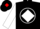 Black, white circle, red & black train, white diamond sleeves