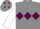 Grey, maroon triple diamonds, white sleeves, grey cap, maroon diamonds